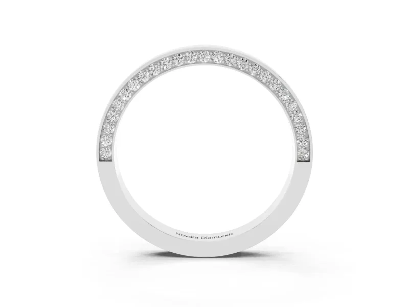 Round Lab-Grown Diamond Side-Set Pavé Half Eternity Wedding Band | Polished Top | White Gold