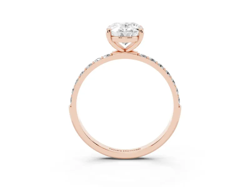 3 Carat Oval Lab-Grown Diamond Solitaire Engagement Ring | Pavé Shoulders | Rose Gold