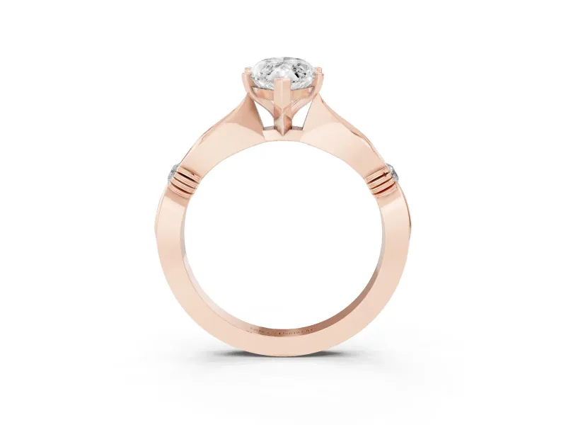 Marquise Floral Solitaire Engagement Ring Setting | Sculpted Leaf Shoulders | Rose Gold