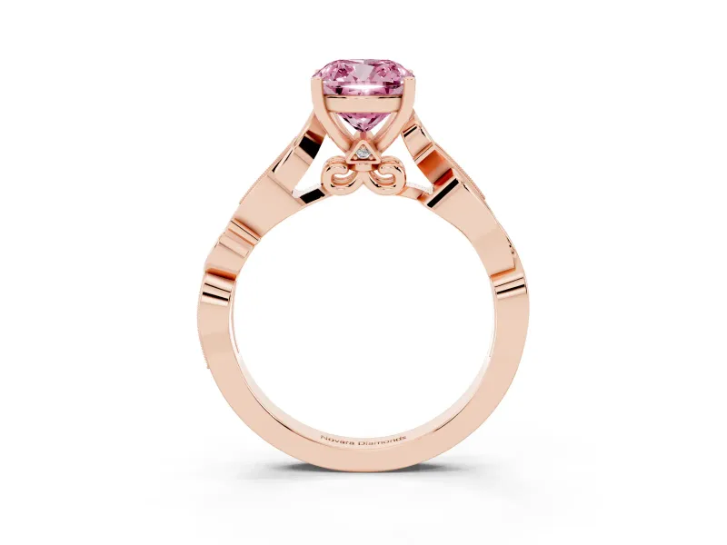 Cushion Cut Vine Engagement Ring Setting for a Fancy Pink Lab-Grown Diamond | Rose Gold