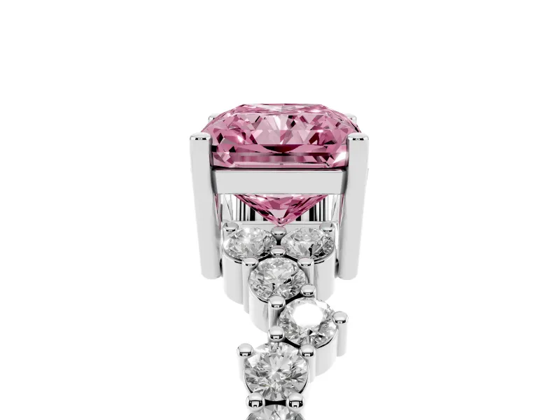 Radiant Cut Accented Engagement Ring Setting for a Fancy Pink Lab-Grown Diamond | Sterling Silver