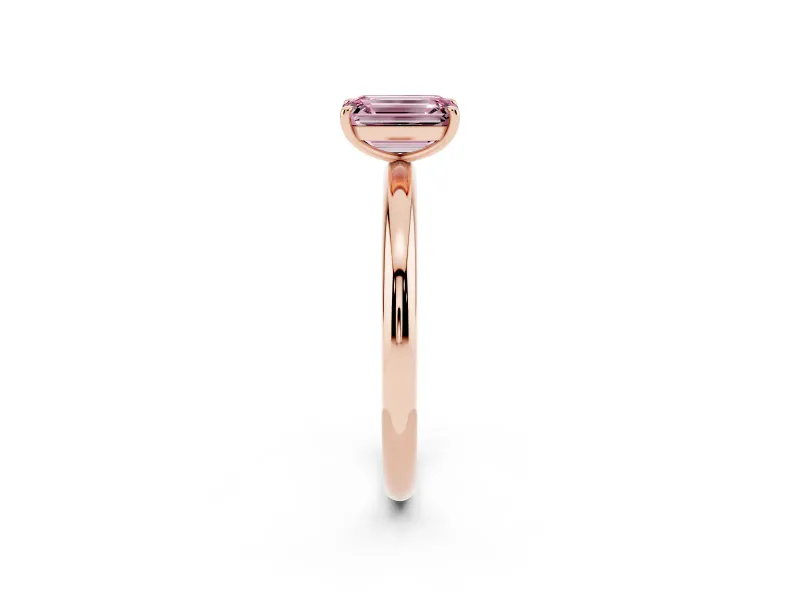 Emerald Cut Low Set Solitaire Engagement Ring Setting for a Fancy Pink Lab-Grown Diamond | Rose Gold