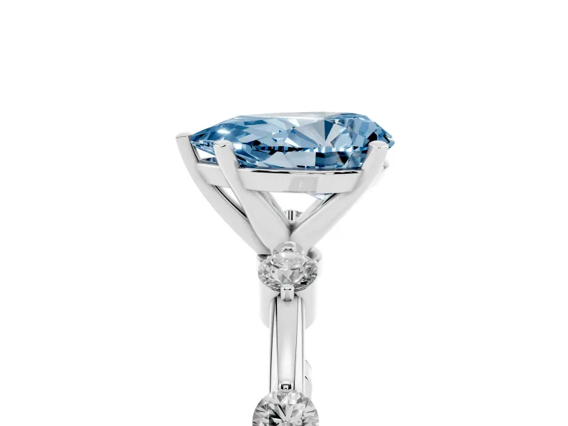 Pear-Shaped Bar Set Engagement Ring Setting for a Fancy Blue Lab-Grown Diamond | Platinum