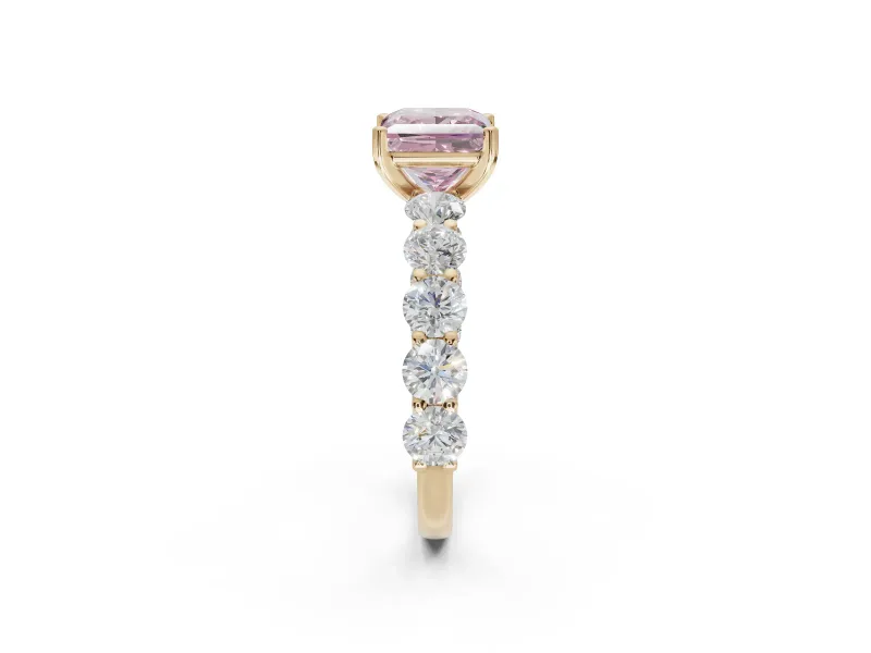 Princess Cut Engagement Ring Setting for a Fancy Pink Lab-Grown Diamond | Yellow Gold - Design NV-24455