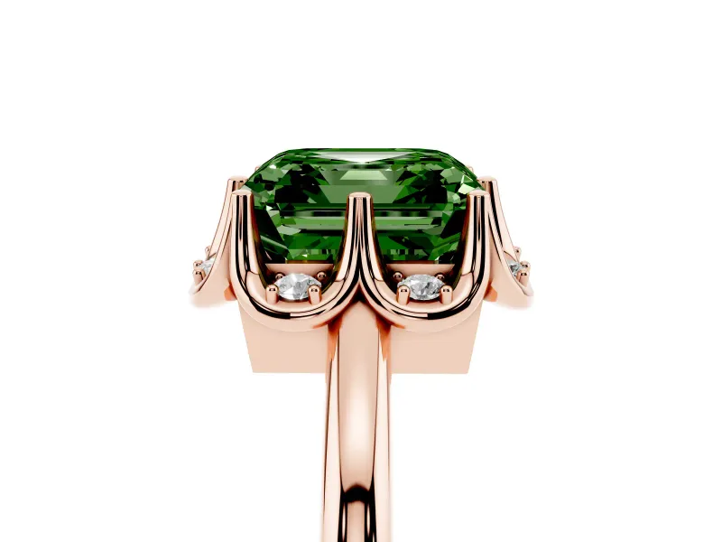 Asscher Cut Petal Halo Engagement Ring Setting for a Fancy Green Lab-Grown Diamond | Rose Gold