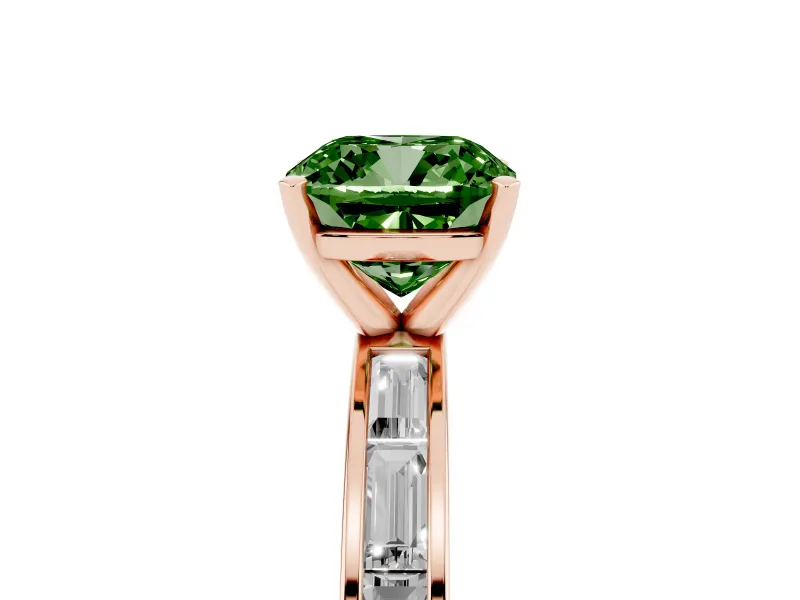 Cushion Cut Channel Set Engagement Ring Setting for a Fancy Green Lab-Grown Diamond | Rose Gold