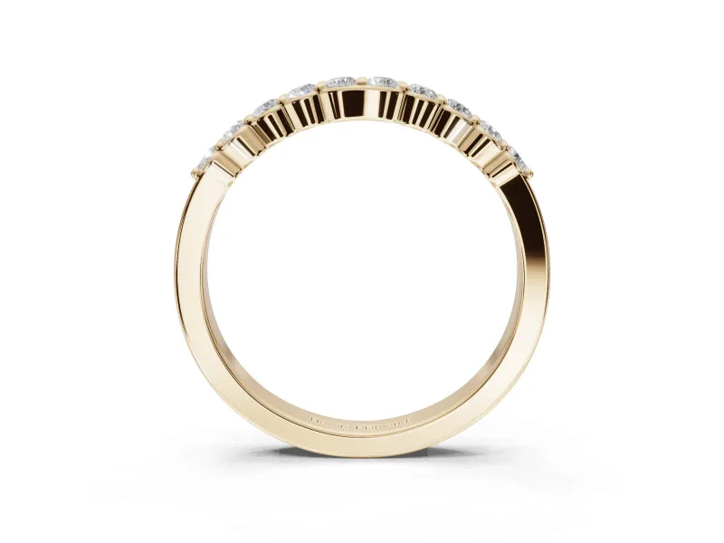 Round Lab-Grown Diamond U-Prong Set Wedding Band | Open Side Arcs | Yellow Gold