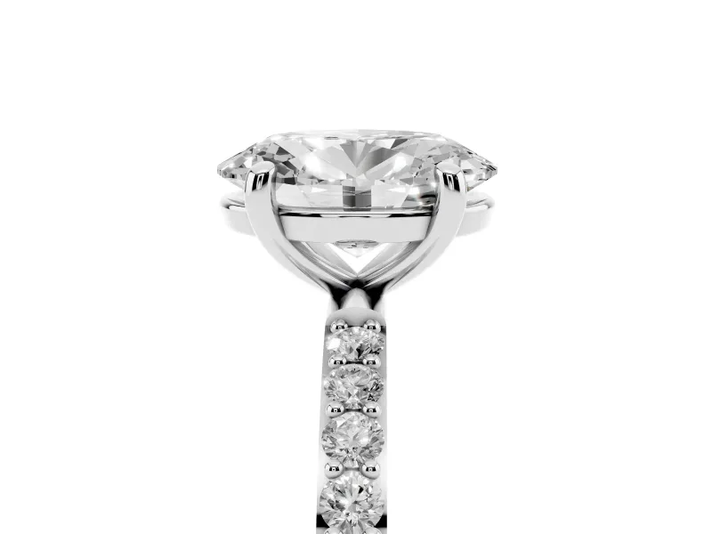 Oval Pave Solitaire Engagement Ring Setting | Pave Shoulders | White Gold