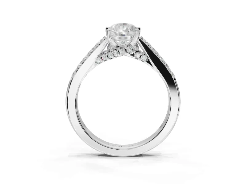 Pear-Shaped Pavé Solitaire Engagement Ring Setting | Crossover Gallery | White Gold