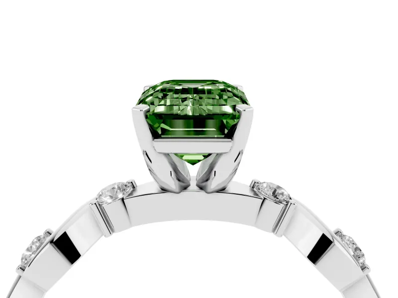 Emerald Cut Twisted Engagement Ring Setting for a Fancy Green Lab-Grown Diamond | Sterling Silver - Design NV-24451