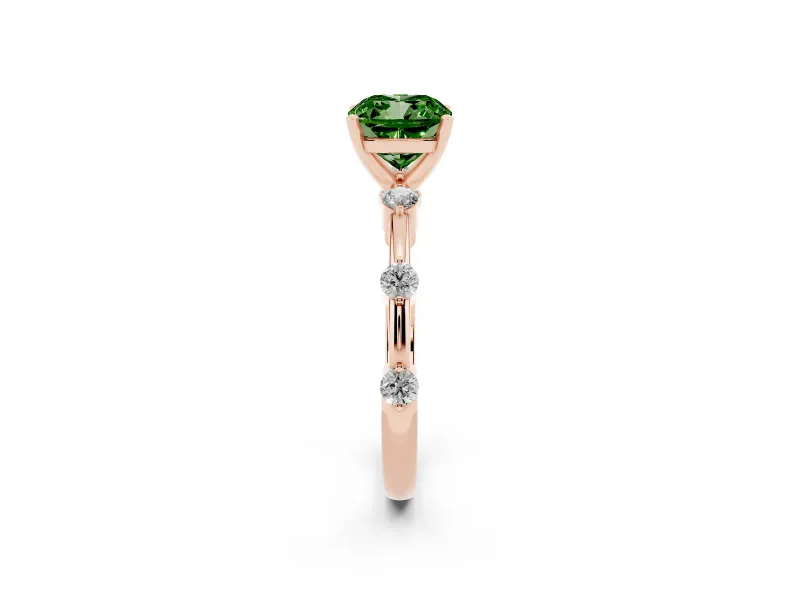 Cushion Cut Bar Set Engagement Ring Setting for a Fancy Green Lab-Grown Diamond | Rose Gold