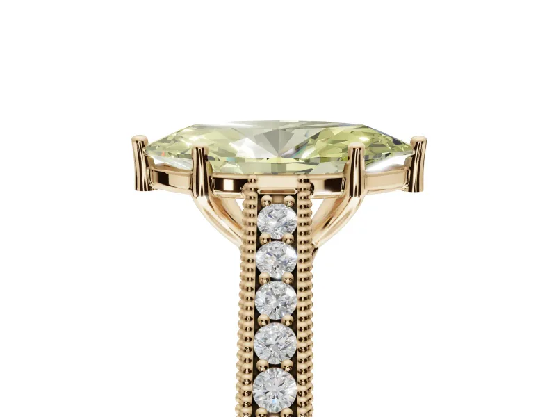 Marquise Vintage Engagement Ring Setting for a Fancy Yellow Lab-Grown Diamond | Yellow Gold - Design NV-24644