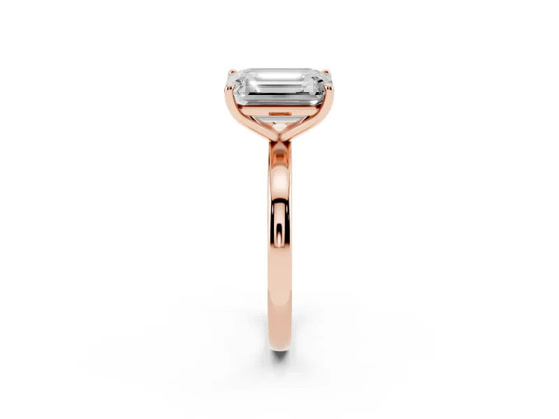 Emerald Cut and Emerald Cut Toi Moi Ring Set in Rose gold with Prong Setting