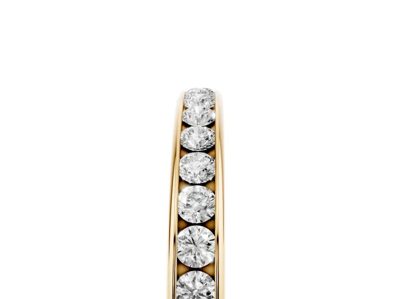 Round Lab-Grown Diamond Narrow Channel Set Wedding Band | Comfort Fit | Yellow Gold