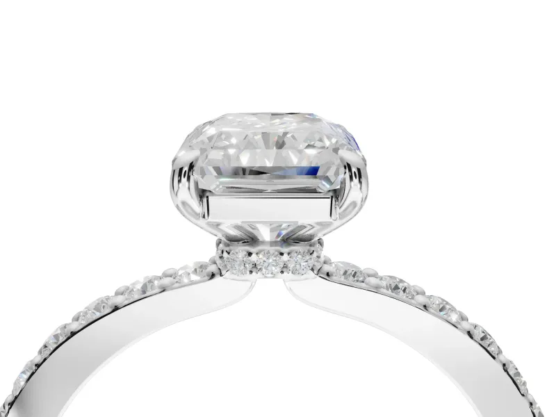 Radiant Cut Hidden Halo Engagement Ring Setting | Platinum
