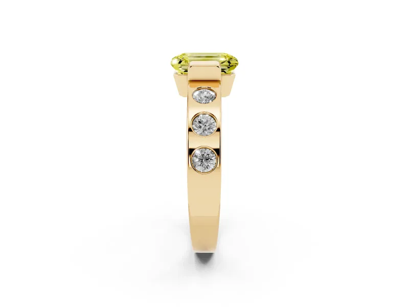 Emerald Cut Tension Style Engagement Ring Setting for a Fancy Yellow Lab-Grown Diamond | Yellow Gold