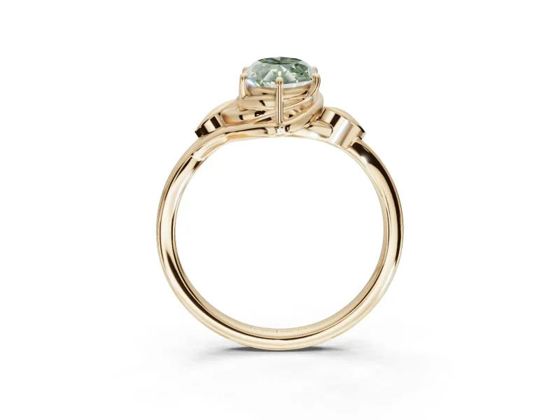 Marquise Bypass Solitaire Engagement Ring Setting for a Fancy Green Lab-Grown Diamond | Yellow Gold