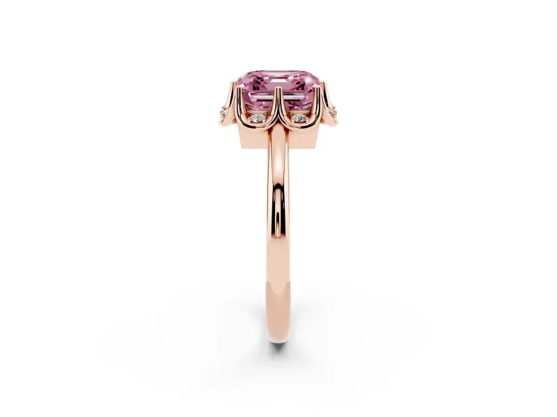 Asscher Cut Petal Halo Engagement Ring Setting for a Fancy Pink Lab-Grown Diamond | Rose Gold