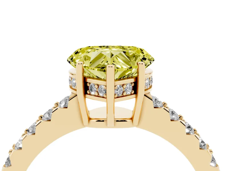 Heart-Shaped Engagement Ring Setting for a Fancy Yellow Lab-Grown Diamond | Yellow Gold - Design NV-24649