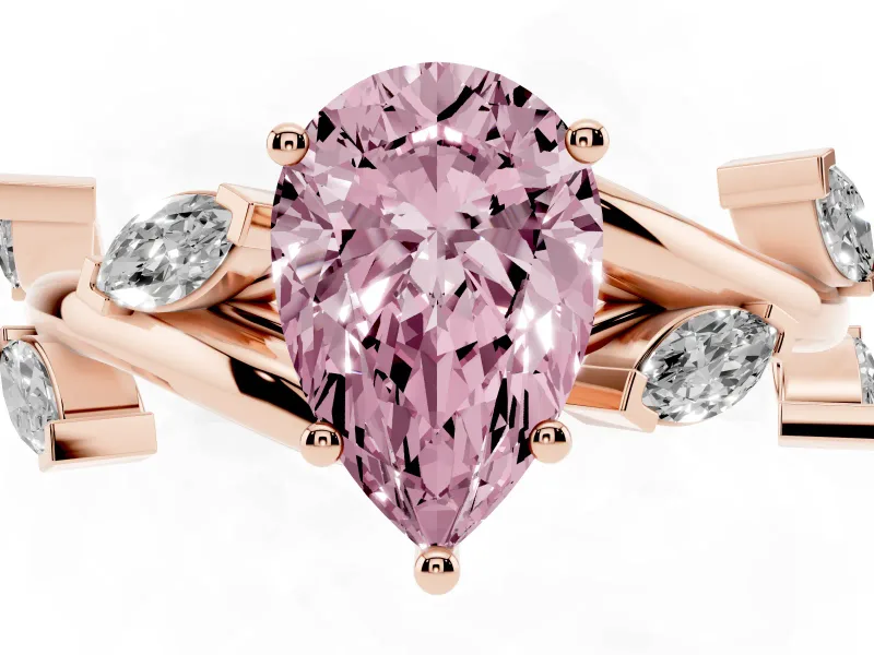 Pear-Shaped Twisted Vine Engagement Ring Setting for a Fancy Pink Lab-Grown Diamond | Rose Gold