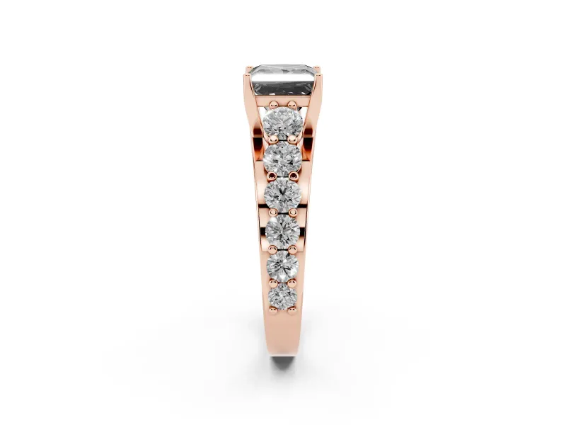 Princess Cut Engagement Ring Setting for a Black Center | Rose Gold