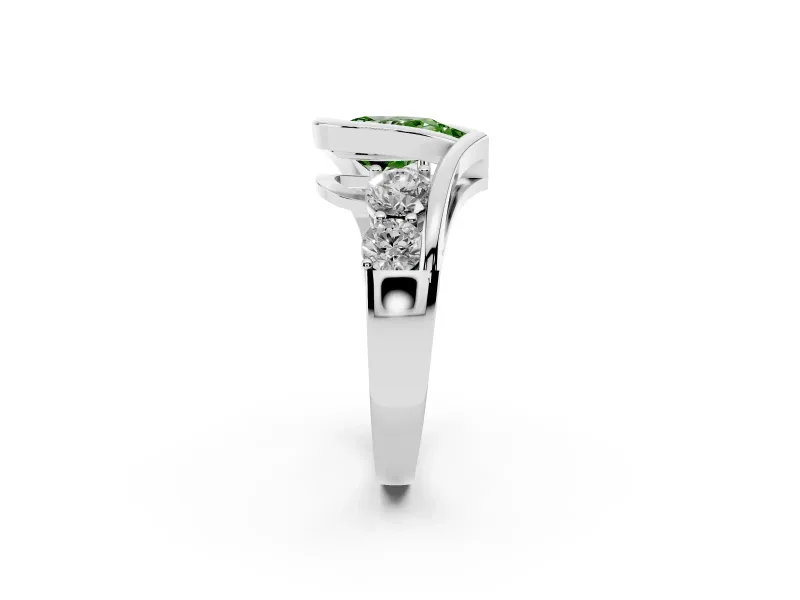 Pear-Shaped Bezel Bypass Engagement Ring Setting for a Fancy Green Lab-Grown Diamond | Platinum