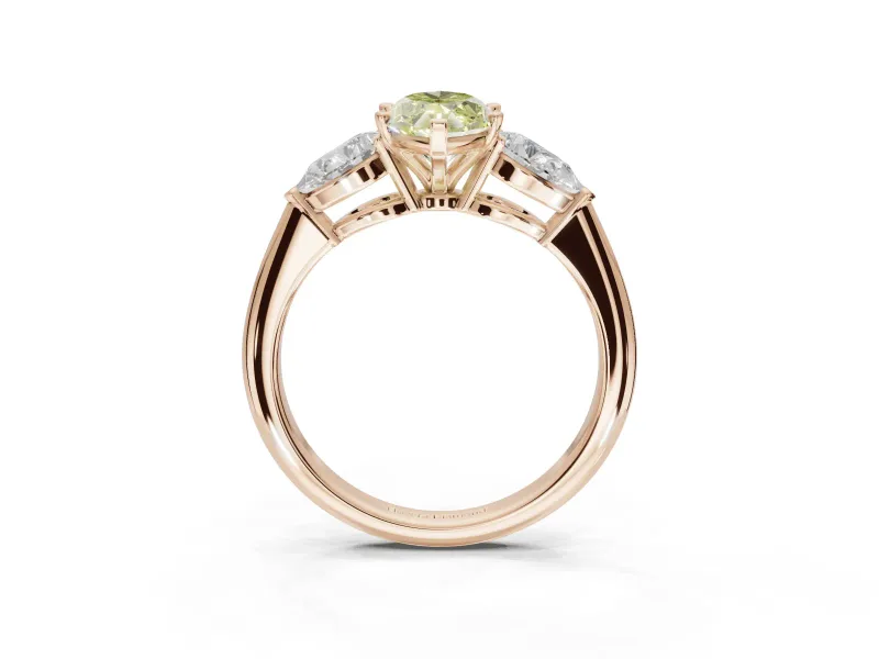 Marquise 3-Stone Engagement Ring Setting for a Fancy Yellow Lab-Grown Diamond | Rose Gold