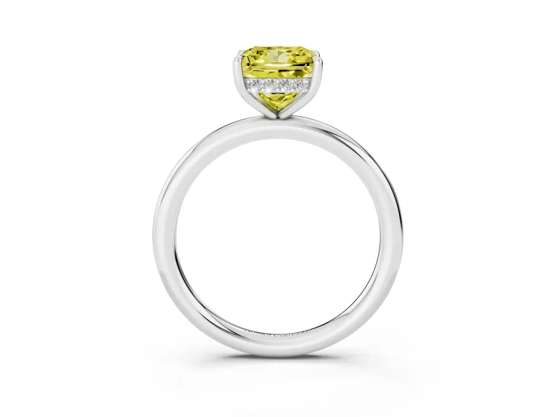 Princess Cut Hidden Halo Ring Setting for a Fancy Yellow Lab-Grown Diamond | Platinum