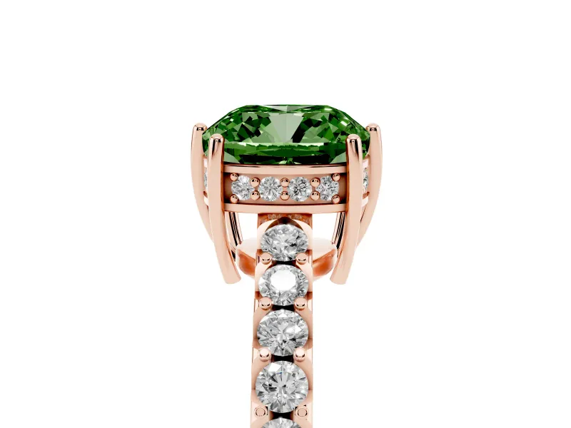 Cushion Cut Engagement Ring Setting for a Fancy Green Lab-Grown Diamond | Rose Gold - Design NV-24649