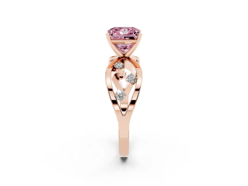 Princess Cut Loop Engagement Ring Setting for a Fancy Pink Lab-Grown Diamond | Rose Gold