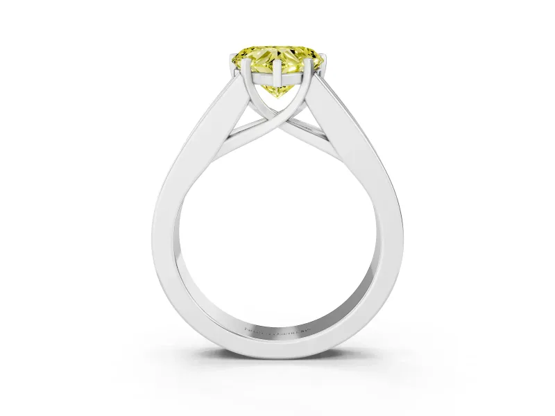 Heart-Shaped Channel-Set Engagement Ring Setting for a Fancy Yellow Lab-Grown Diamond | Platinum