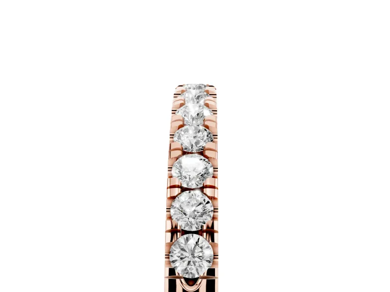 Round Diamond Pavé Eternity Band Set in Rose gold with Delicate Prongs