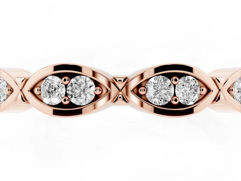 Round Lab-Grown Diamond Half Eternity Wedding Band | Linked Marquise Frames | Rose Gold