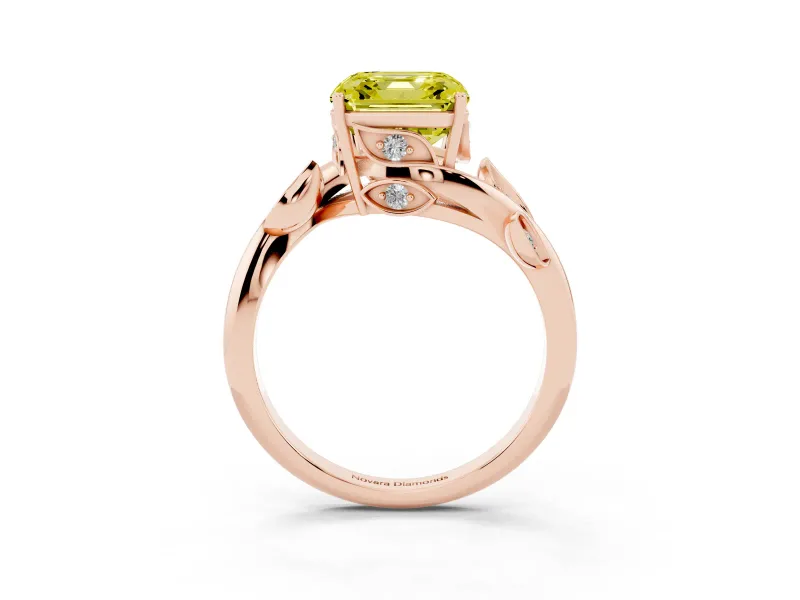 Asscher Cut Twisted Bypass Engagement Ring Setting for a Fancy Yellow Lab-Grown Diamond | Rose Gold