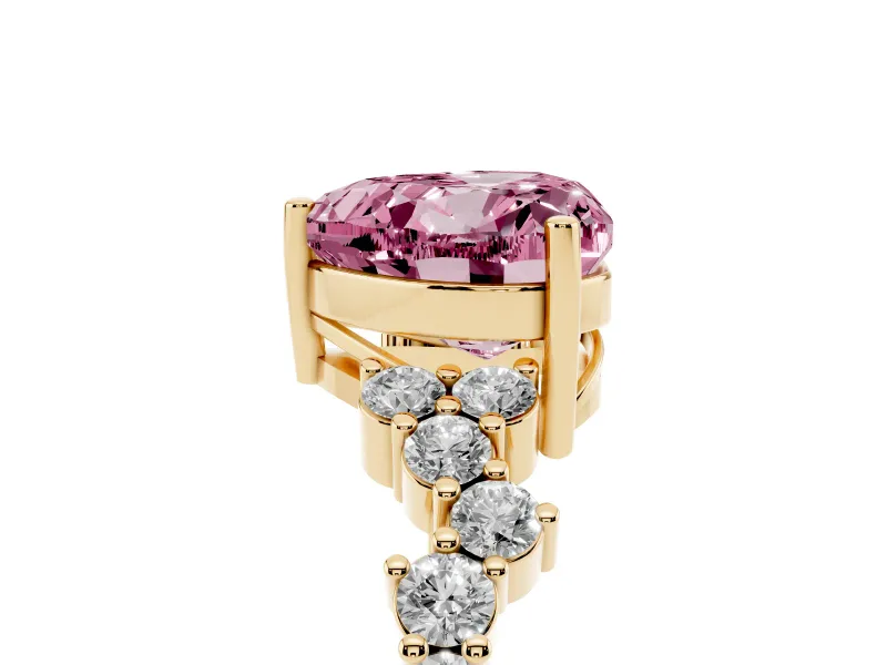 Heart-Shaped Accented Engagement Ring Setting for a Fancy Pink Lab-Grown Diamond | Yellow Gold