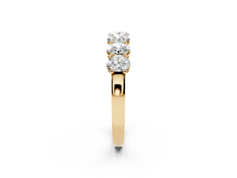 Oval Lab-Grown Diamond Half Eternity Band | Shared Prongs | Yellow Gold