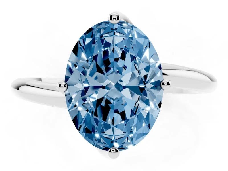 Oval Bypass Solitaire Engagement Ring Setting for a Fancy Blue Lab-Grown Diamond | Platinum