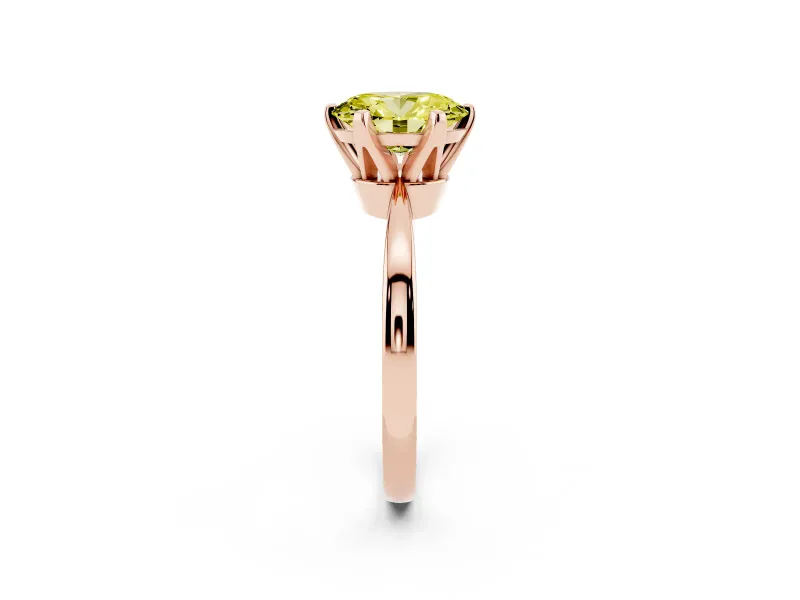 Oval Tapered Solitaire Engagement Ring Setting for a Fancy Yellow Lab-Grown Diamond | Claw Prong Head | Rose Gold