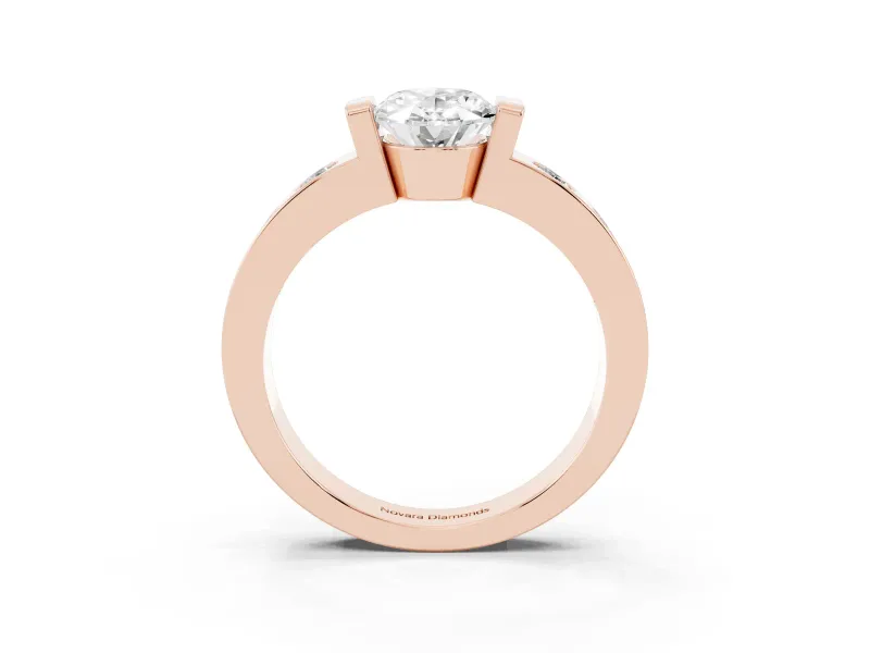 Oval Tension Style Engagement Ring Setting | Flush Set Accents | Rose Gold