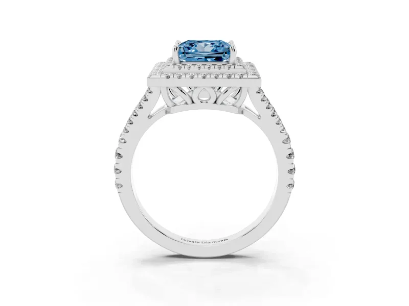 Princess Cut Halo Engagement Ring Setting for a Fancy Blue Lab-Grown Diamond | White Gold - Design NV-24799