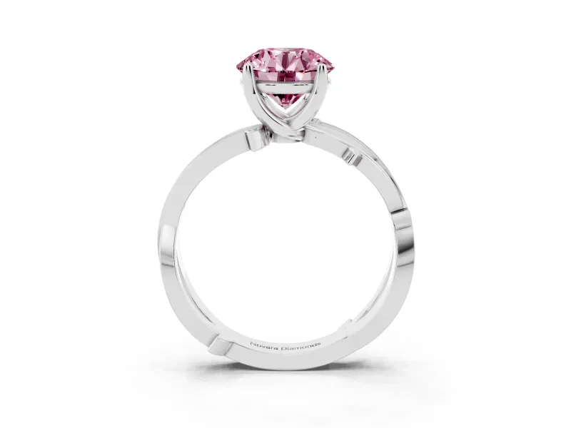 Round Twisted Pavé Engagement Ring Setting for a Fancy Pink Lab-Grown Diamond | Pavé and Plain Strands | Sterling Silver