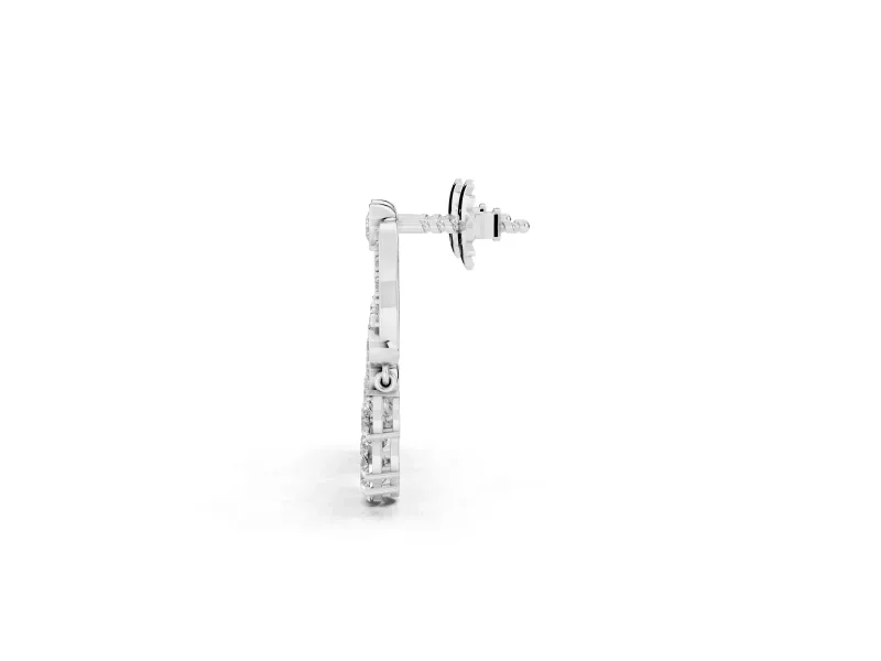Round and Pear Lab-Grown Diamond Circle Dangle Earrings | Pear Fringe | Sterling Silver