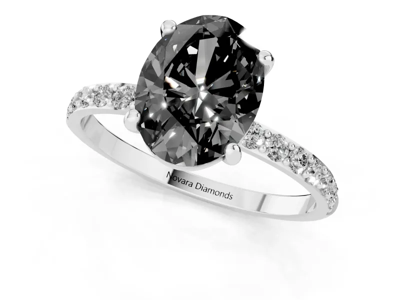 Oval Pave Solitaire Engagement Ring Setting | Sterling Silver