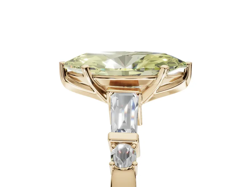 Marquise Tapered Baguette Engagement Ring Setting for a Fancy Yellow Lab-Grown Diamond | Yellow Gold