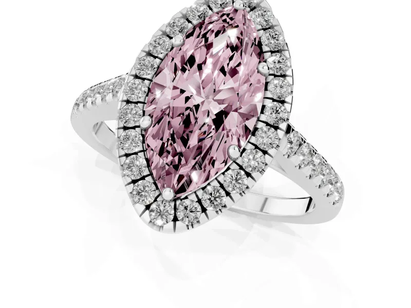 Marquise Raised Halo Engagement Ring Setting for a Fancy Pink Lab-Grown Diamond | Platinum