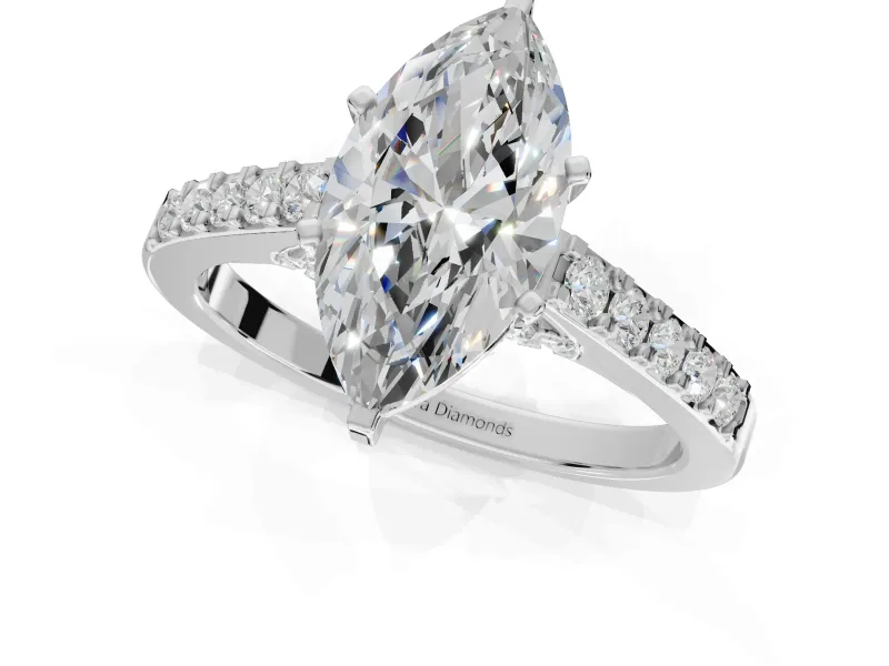 Marquise Pavé Solitaire Engagement Ring Setting | Crossover Gallery | White Gold