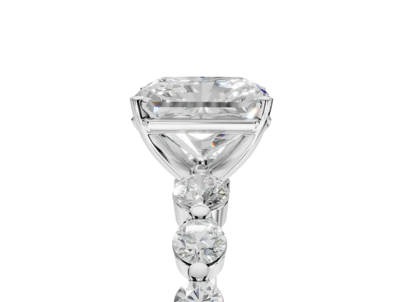 Radiant Cut Graduated Side Stone Engagement Ring Setting | Individually Seated | Platinum