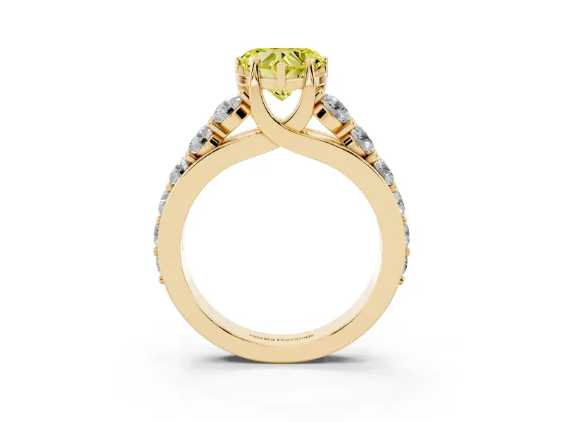 Heart-Shaped Engagement Ring Setting for a Fancy Yellow Lab-Grown Diamond | Yellow Gold - Design NV-24645