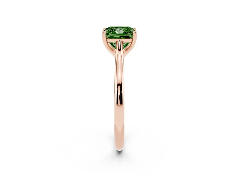 Princess Cut Cathedral Engagement Ring Setting for a Fancy Green Lab-Grown Diamond | Rose Gold