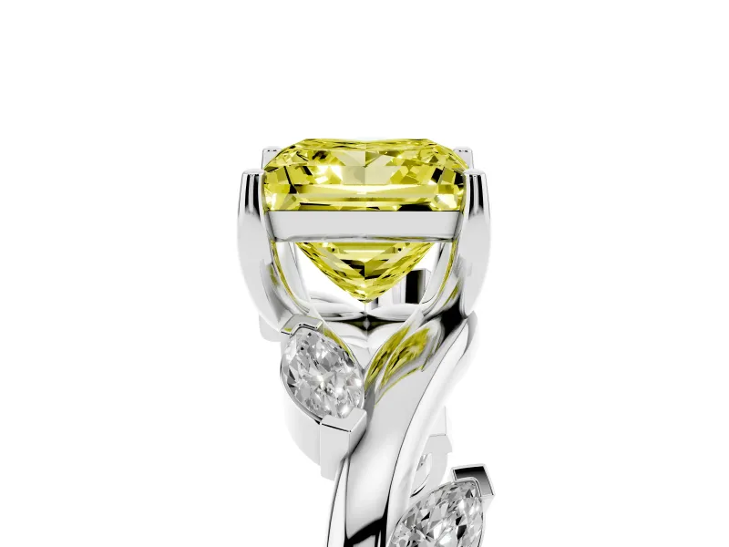 Princess Cut Twisted Vine Engagement Ring Setting for a Fancy Yellow Lab-Grown Diamond | Platinum